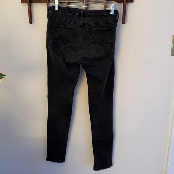 AG Legging Ankle Faded Black Denim with Raw Hem SZ 27 - Picture 3 of 4